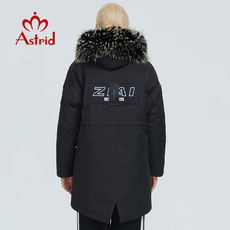 2022 Astrid winter jacket women parka thick warm black cotton casual coat clothing with big natural fur collar design ZR-3030