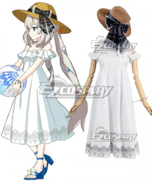 

Fate Grand Order Caster Marie Antoinette Swimsuit White Girls Party Halloween Swimwear Summer Dress Cosplay Costume E001