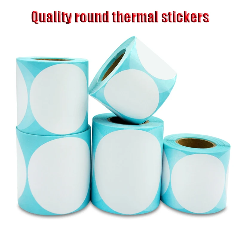 Adhesive Thermal Label Sticker Paper Thermal Label Roll,  White Round Stickers, 1 Rolls, Packing seal label sticker