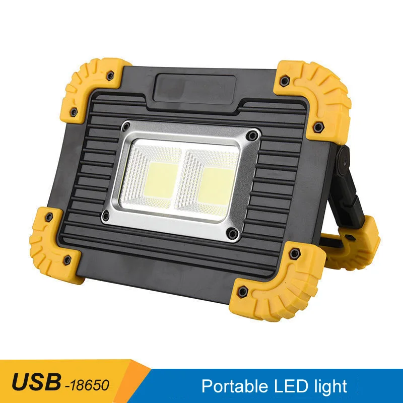 COB Portable Spotlight Led Work Light USB Rechargeable Flashlight Outdoor Travel Lamp For Camping Lantern Use 18650 Battery 2pcs