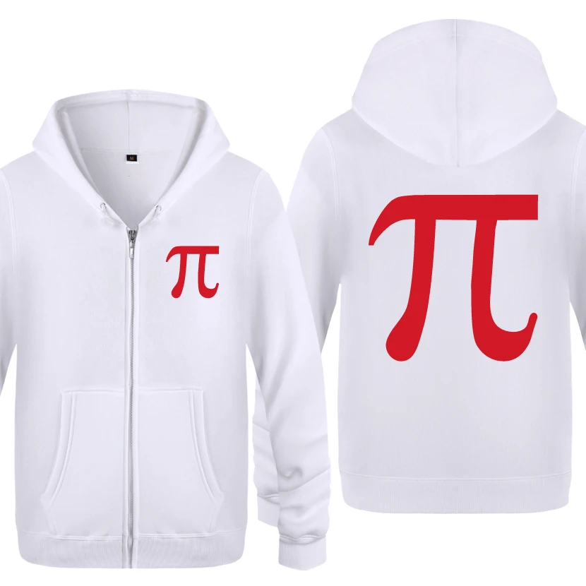 Classic Math Science Pi Letter Creative Hoodies Men Fashion Men's Fleece Zipper Jackets Cardigans Hooded Sweatshirts Coat