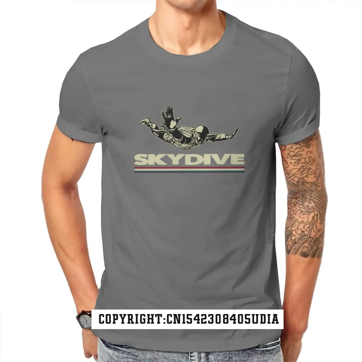 Skydiver-Camiseta Basejumper para hombre, ropa Punk con estampado blanco y negro, Tops de algodón, Normal, 98164