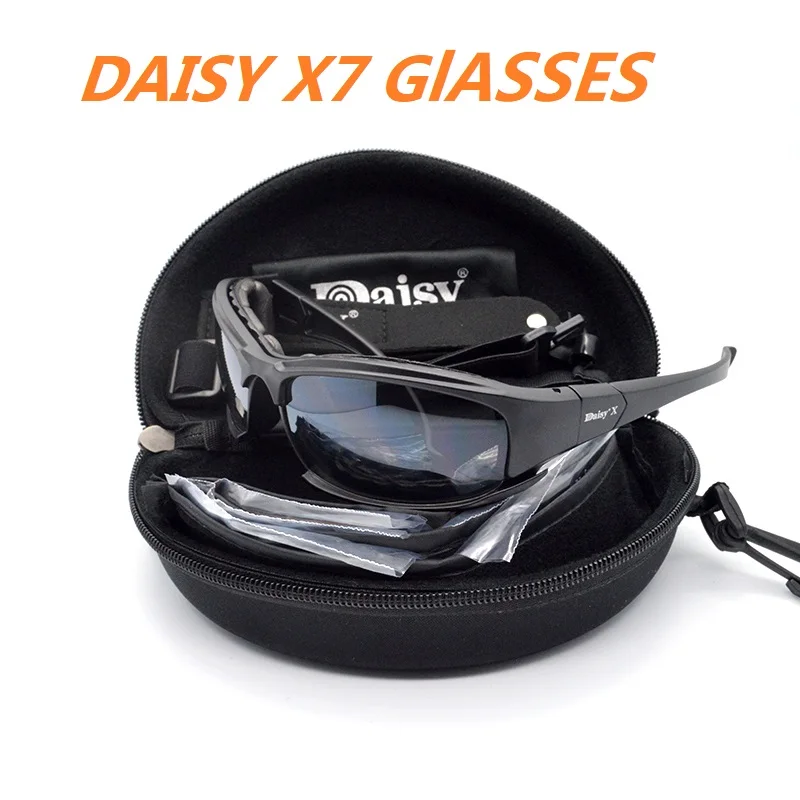 Outdoor Eyewear Tactical Airsoft Daisy X7 Glasses Polarized Men Army Shooting Goggles Camping Hiking Cycling Sunglasses 4 Lens