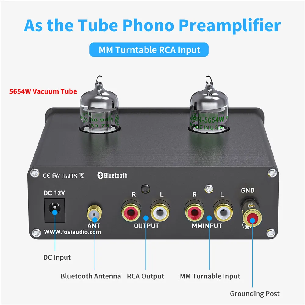 Nieuwe Audio Bluetooth Phono Voorversterker Voor Draaitafel Fonograaf Voorversterker Met 5654W Vacuüm Buis Versterker Hifi Box X3