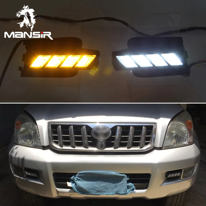 

LED Daylights For Toyota Prado 120 FJ120 LC200 2003-2009 Yellow Turn Signal Car Headlight Daytime Running Light DRL Fog Lamp