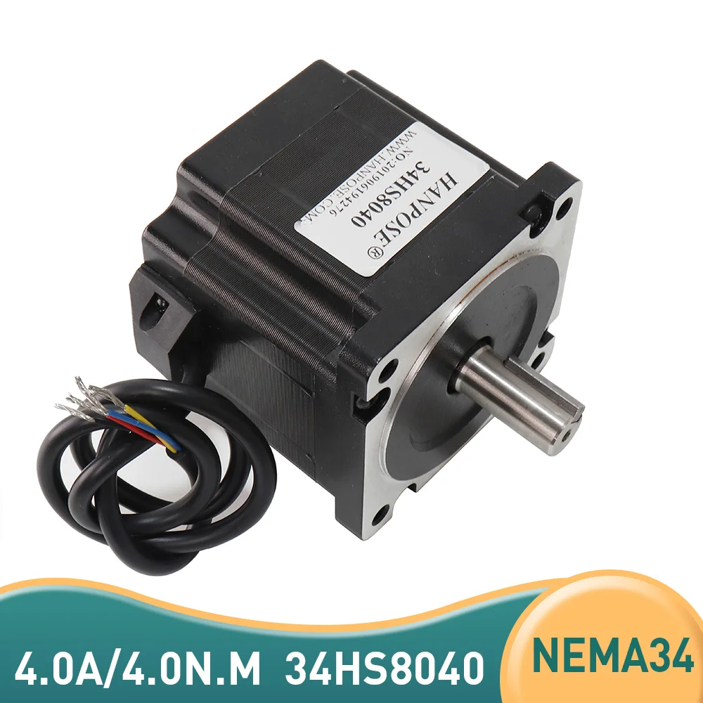 

1PCS High Torque 2 Phase 34HS8040 Stepper Motor 4N.M 4.0A H80mm 4 Leads For CNC Router Engraving Machine Nema 34 Step Motor