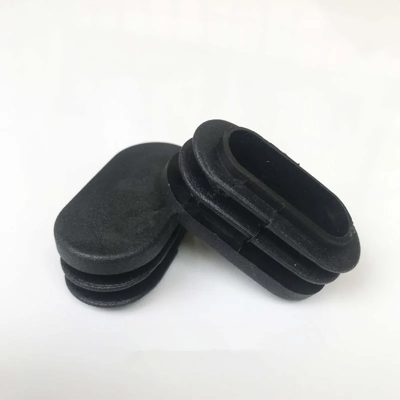 Plástico Blanking Plug Caps para a perna da cadeira, tubo de tubo insere, Bung Insert Stopper, retângulo oblongo oval, preto