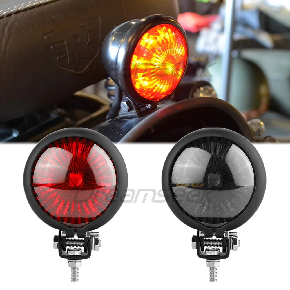 

Motorcycle LED Tail Light Rear Running Brake Lamp for ATV Harley Chopper Bobber Cafe Racer Cruiser Street Bike Red / Black Lens