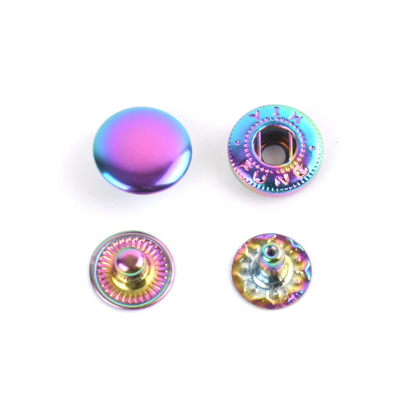 

10pcs Ivoduff Rainbow Color Snap Spring Button Sewing Handbag Button