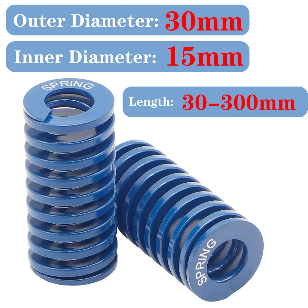 

4 Pieces, Spiral Stamping Light Load Compression Die Spring, 30mm Outer Diameter, 30-300mm Length, Loading Mold Spring, Blue