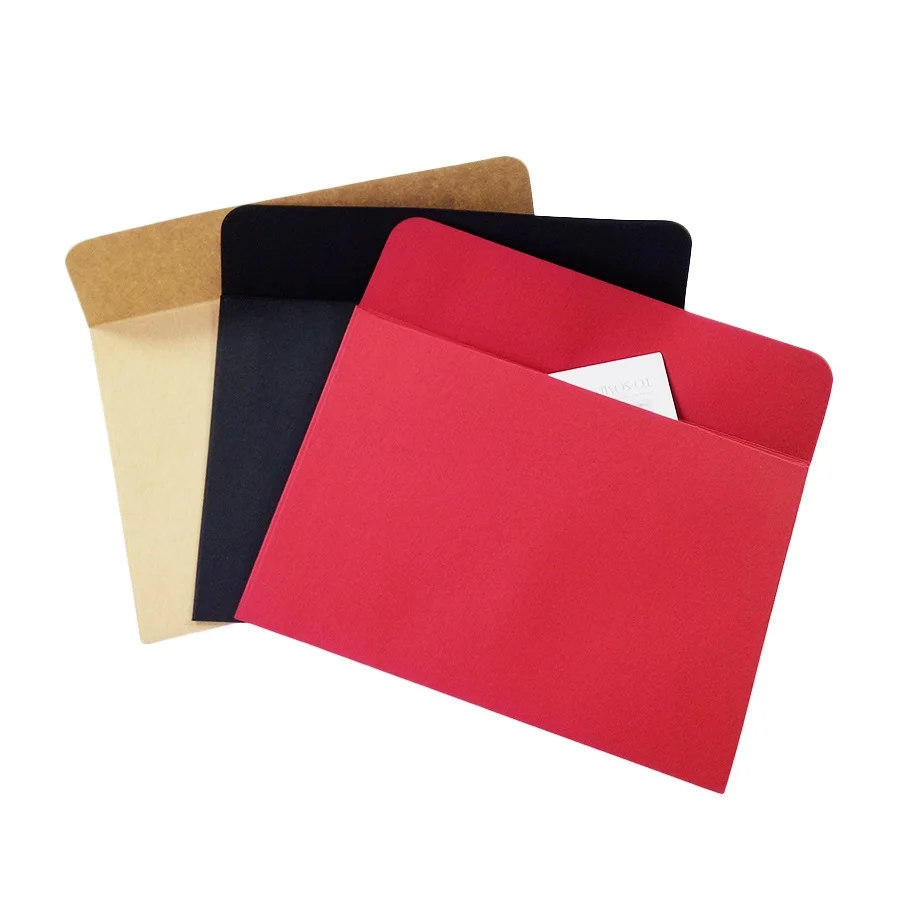 10pcs/Lot Red Black Kraft Paper Envelope Stationery Postcard Colorful Kraft