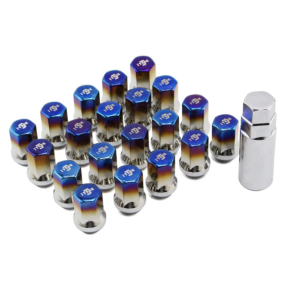 20pcs M12x1.25mm*1.5mm Car-styling Carbon  Steel Tuner Car Wheel Lug Nuts with Locking Baked blue Car accessories