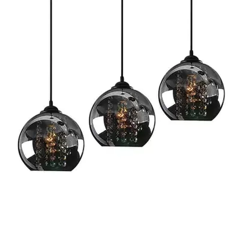 

3 Heads Black pendant lights sail lang restaurant three word chassis led creative stage crystal pendant lamp