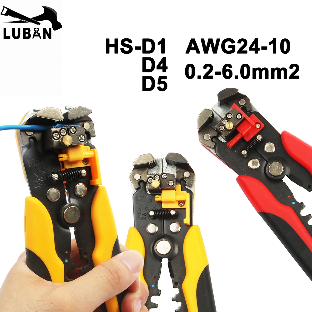 Cable Wire Stripper Cutter Crimper Automatic Multifunctional Crimping Stripping Plier Tools Electric HS-D1 AWG24-10 3in1