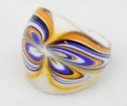 Handmade Vintage Luxury Rhinestone Glass for Women Transparent Glaze Murano Colorful Butterfly Finger Ring R09