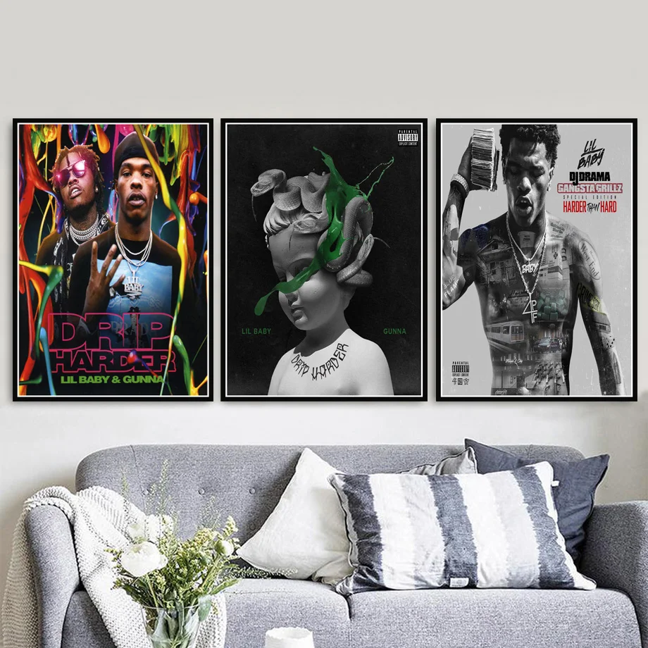 Poster Prints Lil Baby & Gunna Drip Hip Hop Rap Music Singer Star Album Painting Art Wall Pictures For Living Room Home Decor