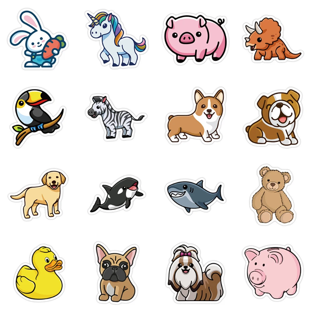 10/30/50PCS Kawaii Animal Cartoon Stickers Skateboard Fridge Phone Guitar Motorcycle Luggage Decal Sticker Fun for Kid Toy