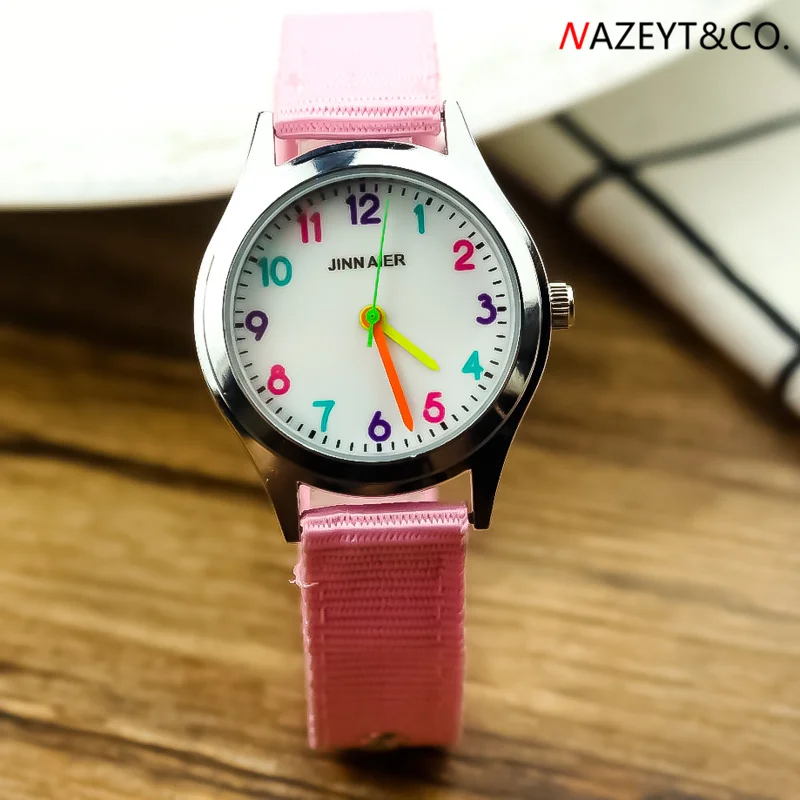 child wristwatch new fashion children sports watch boys girls simple design nylon wristwatch kids color no. scale quartz clock