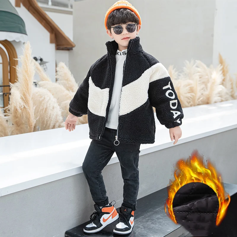 Meninos do bebê crianças jaquetas casacos outwear 2023 fuzzy engrossar quente mais veludo inverno outono velo algodão roupas infantis