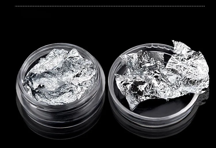 Folha do papel Foil para Nail Art Decoração, Ouro e Prata Folha, 2PCs