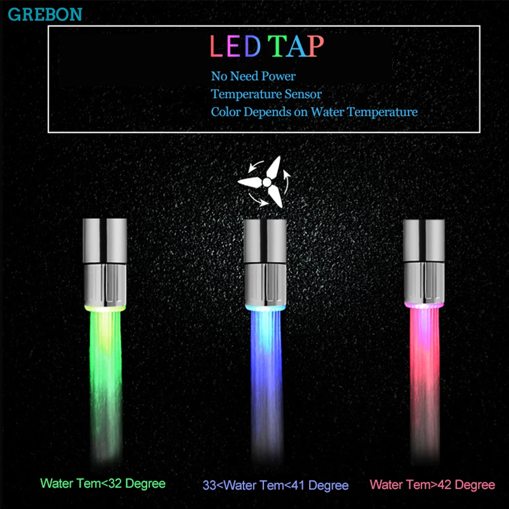 Luminoso Che Cambia Colore Ugello Per Acqua di Rubinetto di Acqua Spruzzatore Brillante Led Head Light-Up Glow Rubinetto Della Cucina Bagno Filtro