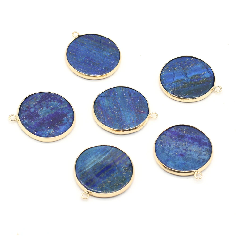 Natural Stone Gem Lapis Lazuli Round Pendant Handmade Crafts DIY Necklace Bracelet Earrings Jewelry Accessories Gift Making