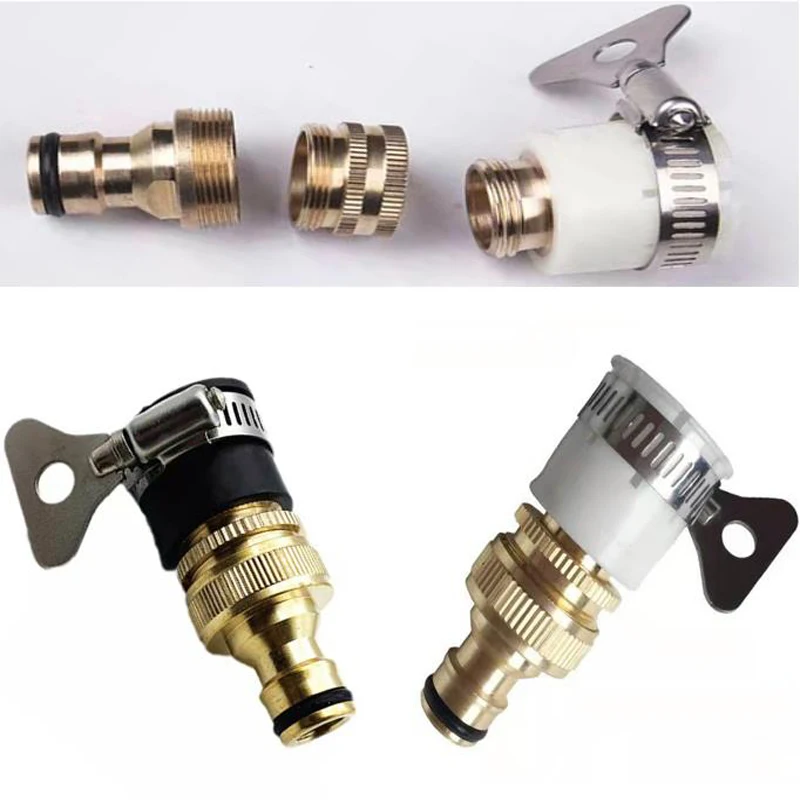 Brass Kitchen Hose Adapter Faucet Water Gun Quick Connector Mixer Hose Adapter Tube Joint Fitting Garden Watering Tools