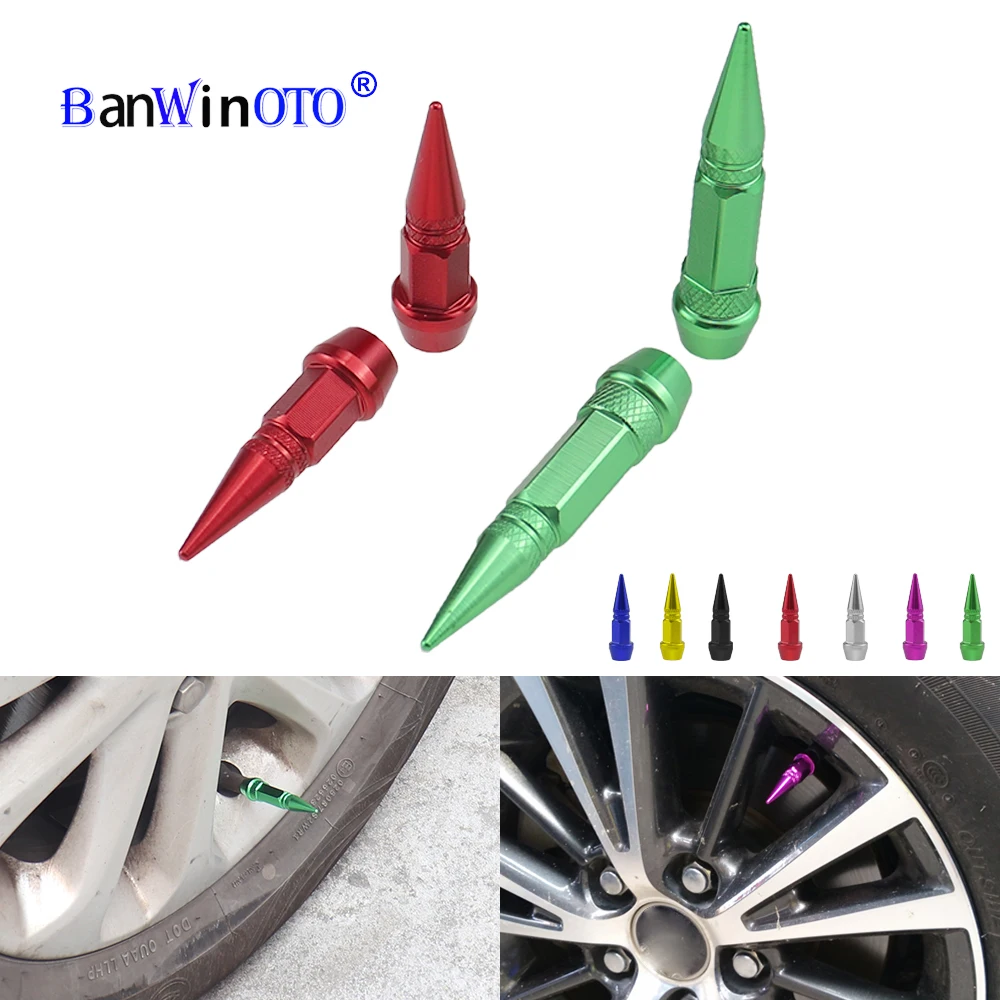 1Pcs Universal Aluminum Alloy Motorcycle Car Auto Bike Spike Shape Dustproof Tire Wheel Stem Valve Caps Car Styling Tunning