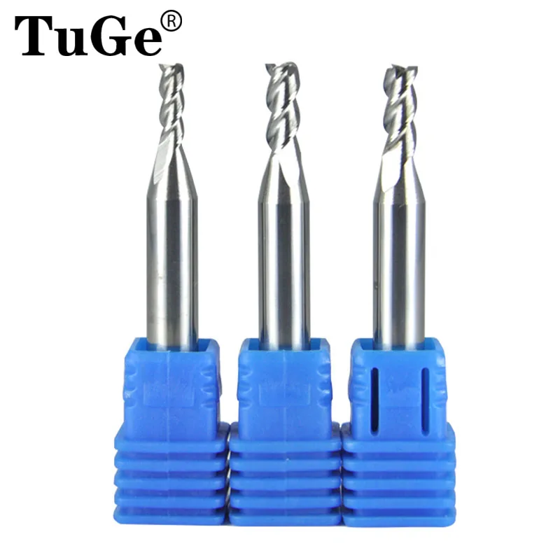 

TuGe milling cutter HRC55 CNC tools flat end mills 4mm shank carbide tungsten steel milling tools for alloy metal woodworking