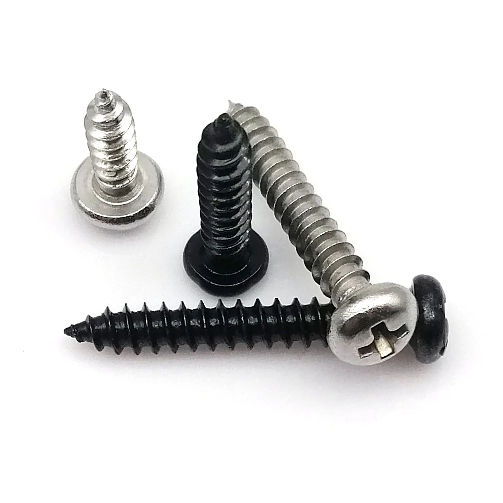 HZYUEGOU 100 Stück M1 M1.5 M2 M3 M4 304 A2 Edelstahl Schwarz Kohlenstoffstahl Kreuzschlitz-Phillips-Rundkopf-Selbstschneidende Holzschrauben – Detail 2