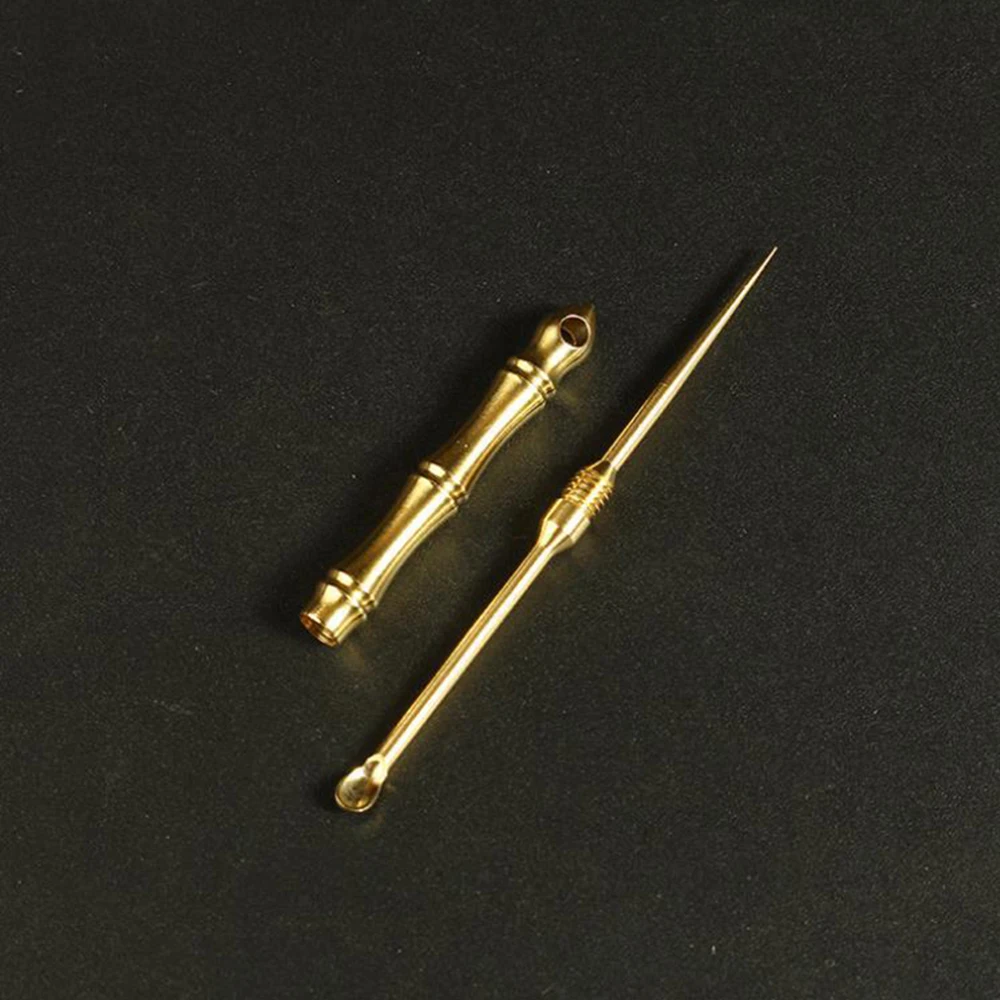 1 PC Portable Multifunctional Ear Spoon Toothpick Combination Pure Brass Toothpick Ear Spoon Stronger Than Floss Tool