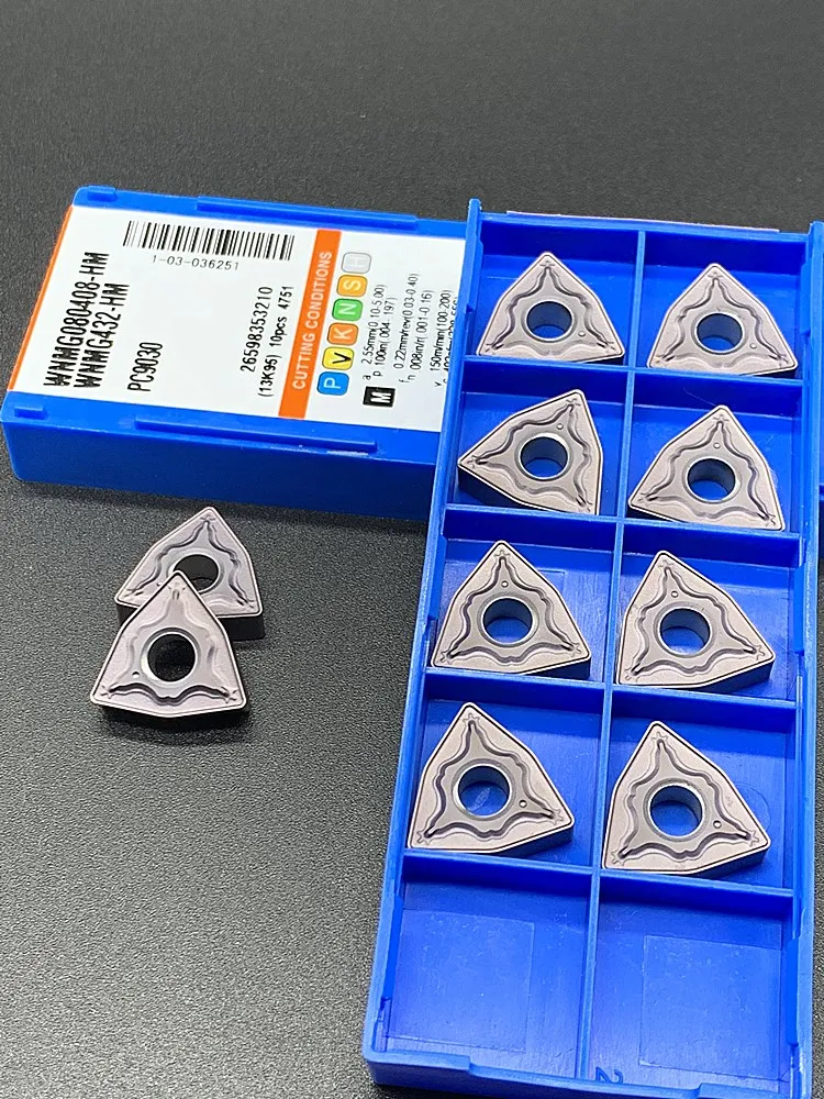 Imagem -03 - Original 10 Peças Wnmg080404 Wnmg080408 hm Pc9030 Torno Carboneto Inserir Wnmg 080404 080408 nc Ferramenta de Torneamento para Aço Inoxidável 100