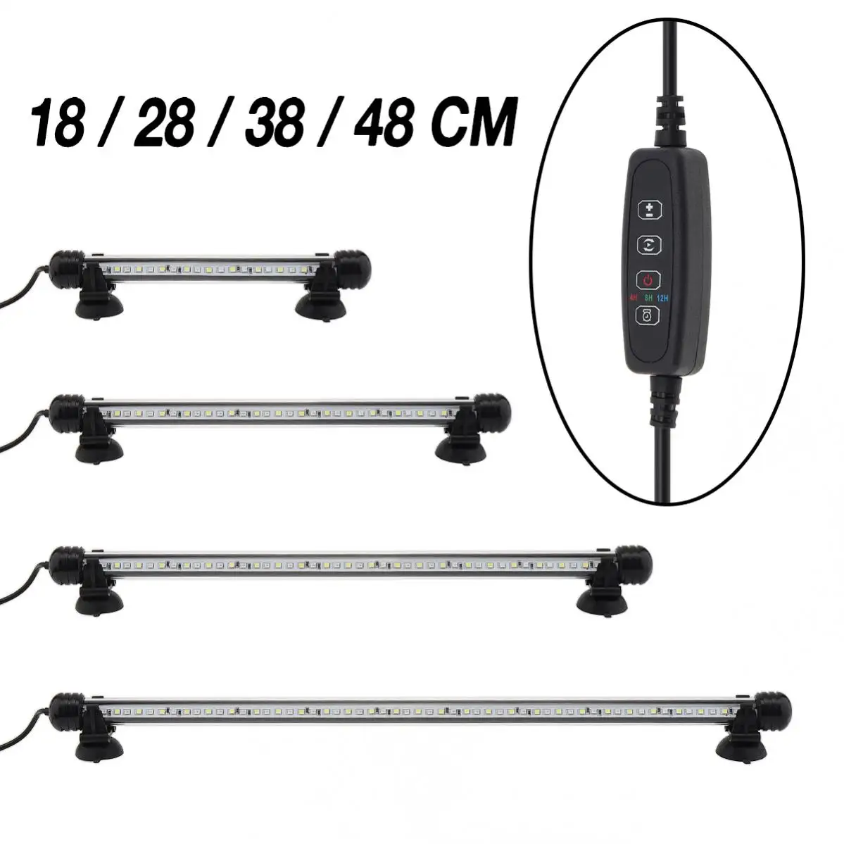 18-48cm Submersible LED Aquarium Light Fish Tank Light with Timer Auto On/Off 3 Mode Dimmable Waterproof IP68 Aquarium Lamp