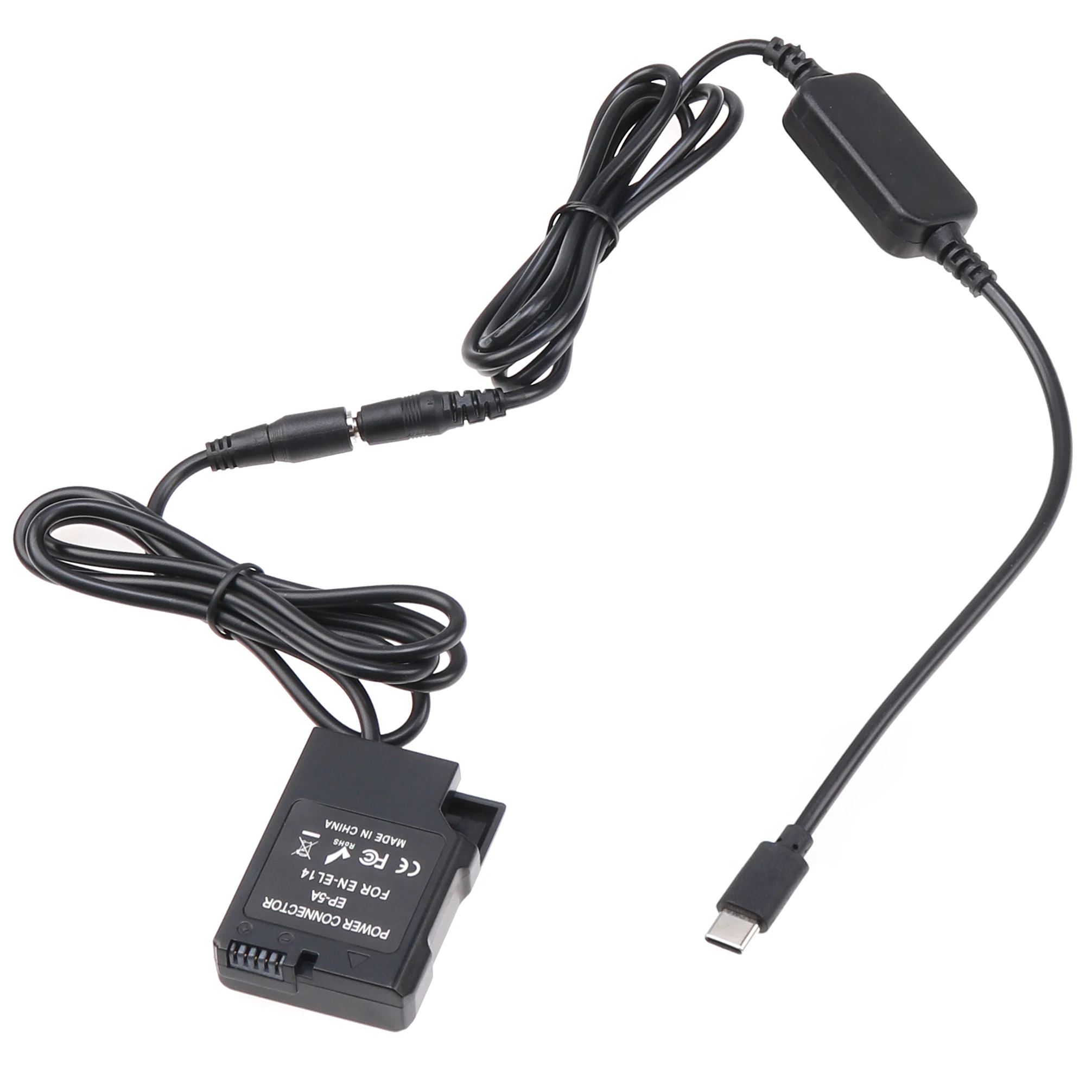 FOTGA-Adaptador de batería ficticia EN-EL14 + Cable tipo C para Nikon, D3100, D3200, D3400, D3500, D5100, D5200, D5300, D5400, D5500, D5600, P7000