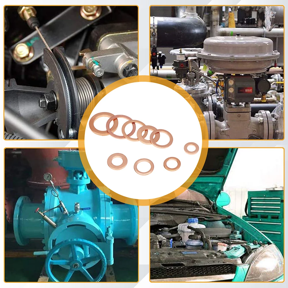 180/220/360Pcs Platte Ringen Afdichting Ringen Koperen Platte Assortiment Messing-Plated Ringen Set Met Doos geschikt Voor Schroef