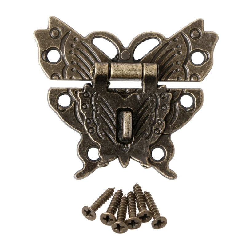 Retro Vintage Vlinder Klink Hasp Houten Sieraden Doos Case Lock Pad Borst Lock Voor Doos Accessoires