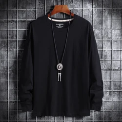 Men'S Spring And Autumn Korean Fashion Versatile Top Pure Cotton Round Neck With Bottomed Shirt Large Size Long Sleeve T-Shirt