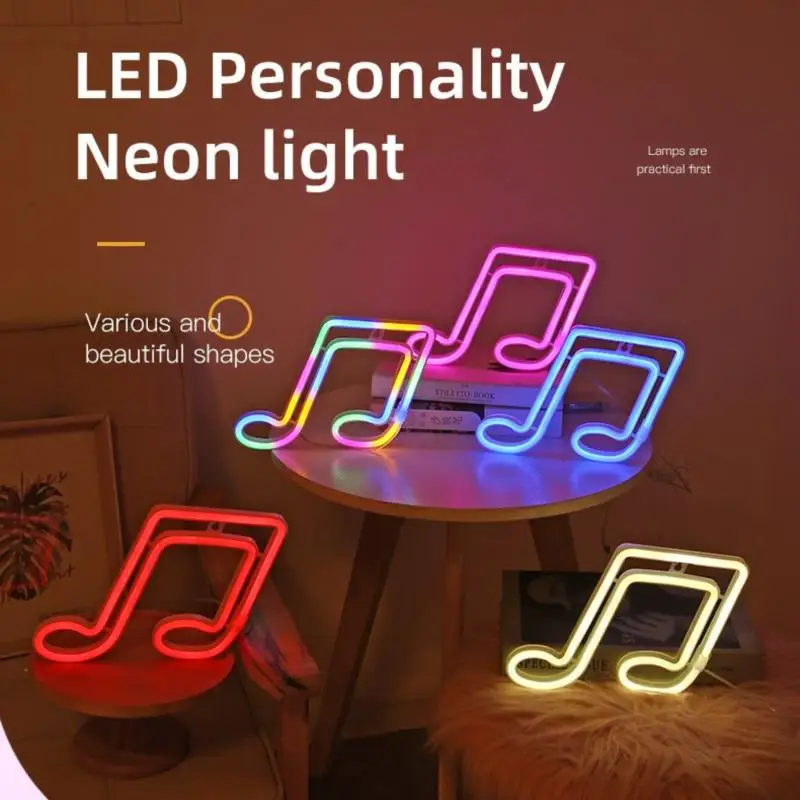 LED ضوء النيون الموسيقى ملاحظة أضواء النيون ليلة ضوء الحفل الجدار مصباح لغرفة النوم بطارية USB الطاقة ضوء الليل للحزب