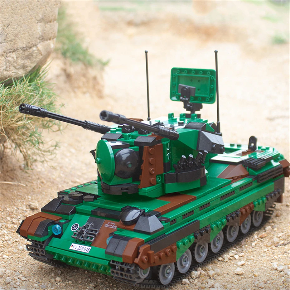 Xingbao Germany Military Bricks Series 1352pcs Fiakpz Gepard Self-propelled Antiaircraft Tank Model Building Blocks Bricks Gifts