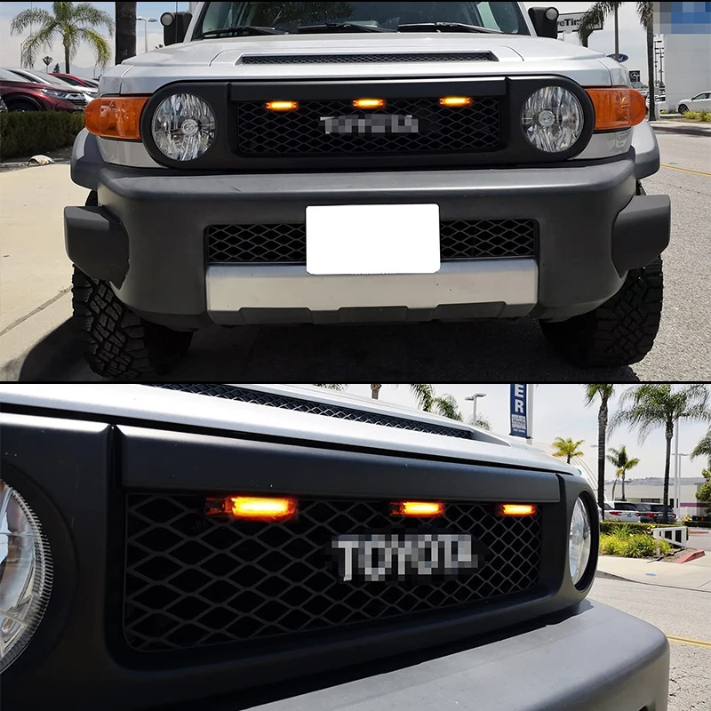 Amber /White LED Car Front Grille Light assemblies with Wiring Harness Kit For 2007-2014 Toyota FJ Cruiser Parking/Driving Light