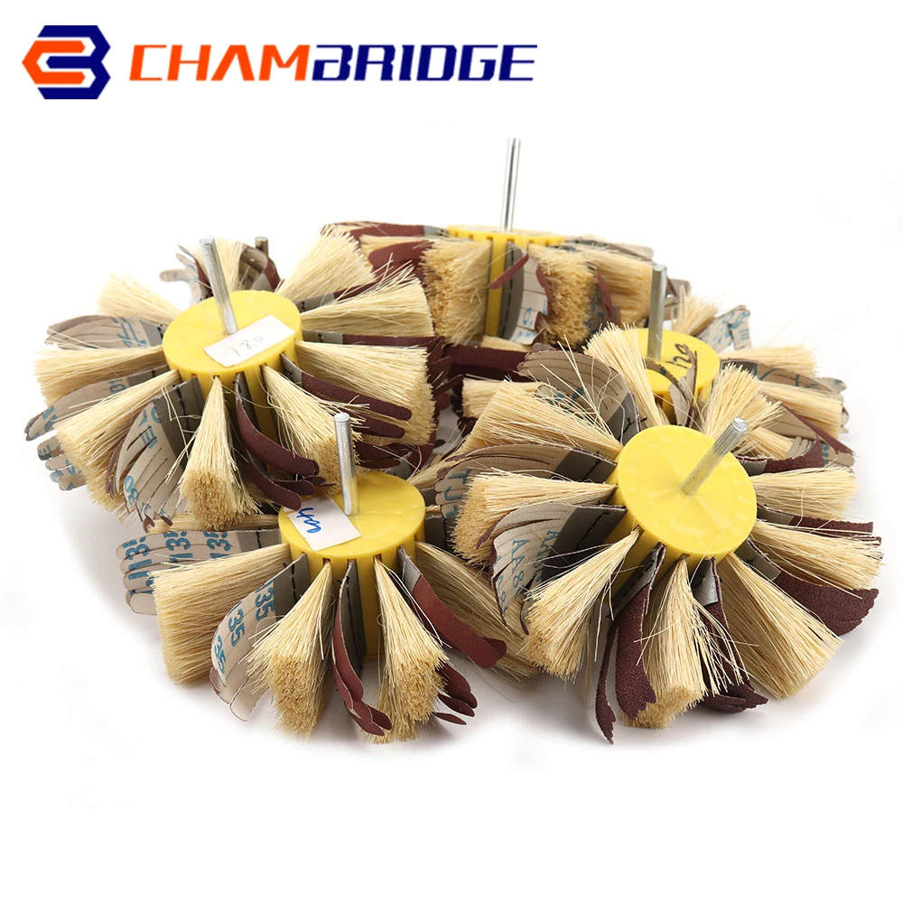 160mm 6mm Shank Mounted Sisal Emery Cloth Bristle Grinding Buffing Brush Polishing Wheel for Wood Primer Sanding