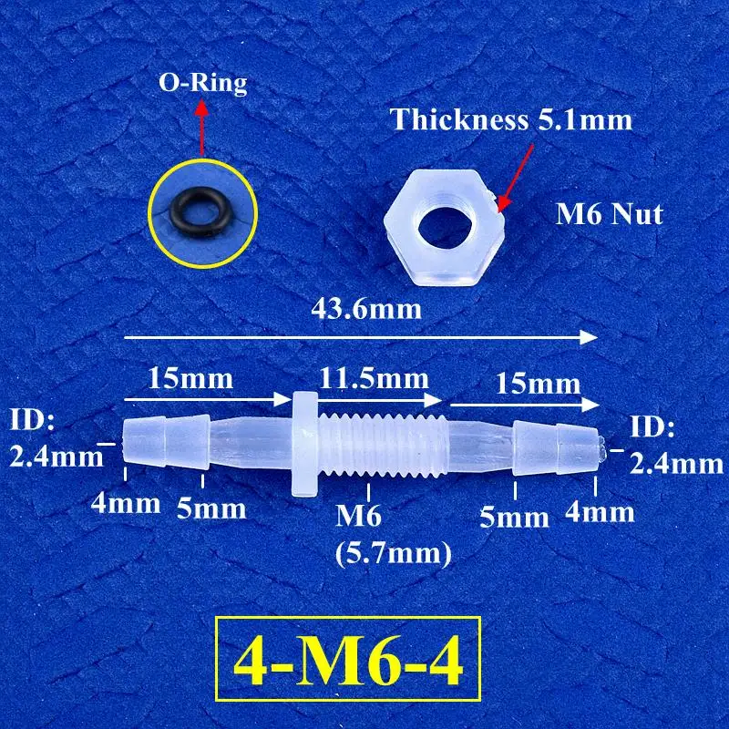 SgooHan 5~200 Stück M6~M10 bis 3~8 mm PP Pagoda-Direktverbinder Sechskantmutter ​ O-Ring Aquarium-Luftpumpenadapter Gartenbewässerungs-Schlauchverbinder 10