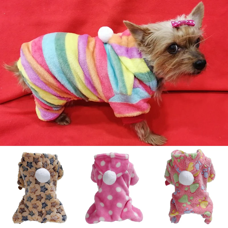 Warm Fleece Puppy Dog Jumpsuit Overalls Winter Pet Clothes for Small Dogs Pets Clothing Yorkshire Shih Tzu Cat mascotas Pajamas