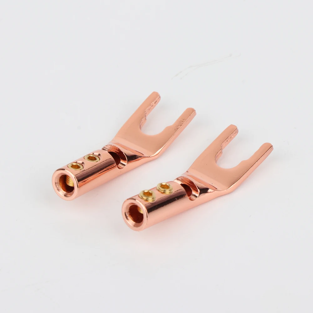 SY1525 HI-FI Speaker Terminal Pure Red Copper Spade Plug Screw Locking Spade Fork Plug Connector