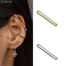 Vintage CZ Zircon Clip Earrings for Women Silver Gold Filled Rectangle Non Piercing Ear Cuffs Men Girls Party Jewelry Wholesale