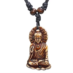 FX029 Bone necklace Tibetan Buddha pendant Cool men Choker Retro Jewelry Tribal style Nepal Imitation Yak Bone necklace Amulet