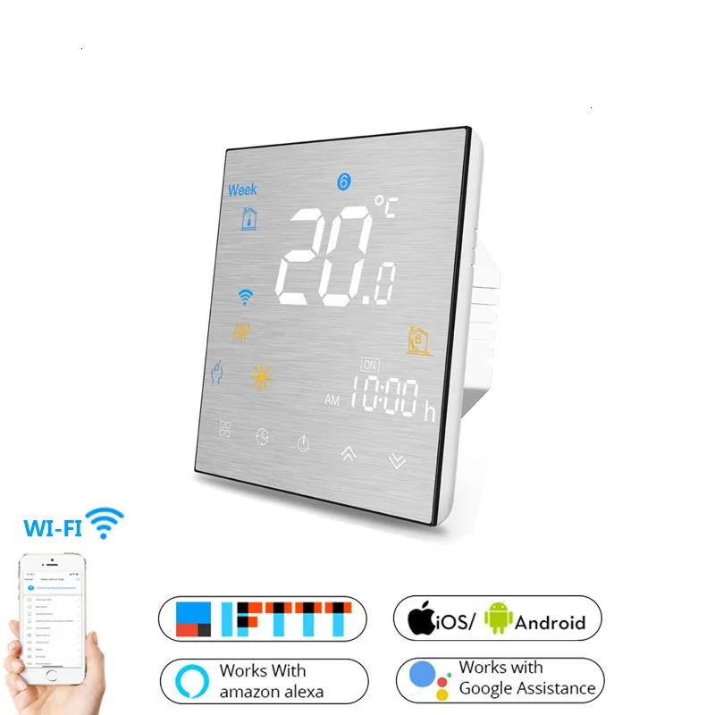 

WiFi Smart Thermostat Temperature Controller for Water/Electric floor Heating Water/Gas Boiler Works with Alexa Google Home