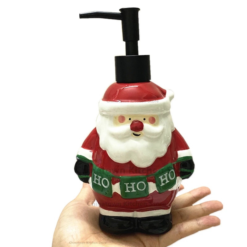 Exquisite Bathroom Soap Dispenser Handpainted Cute Santa Claus Porcelain Lovely Decoration Collectible European Style