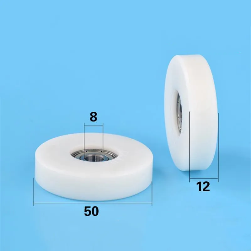 10pcs/50pcs Flat Roller 8*50*12mm 608ZZ 608 Bearing POM Plastic Coated Pulley Guide Wheel Low Noise Roller 8x50x12mm