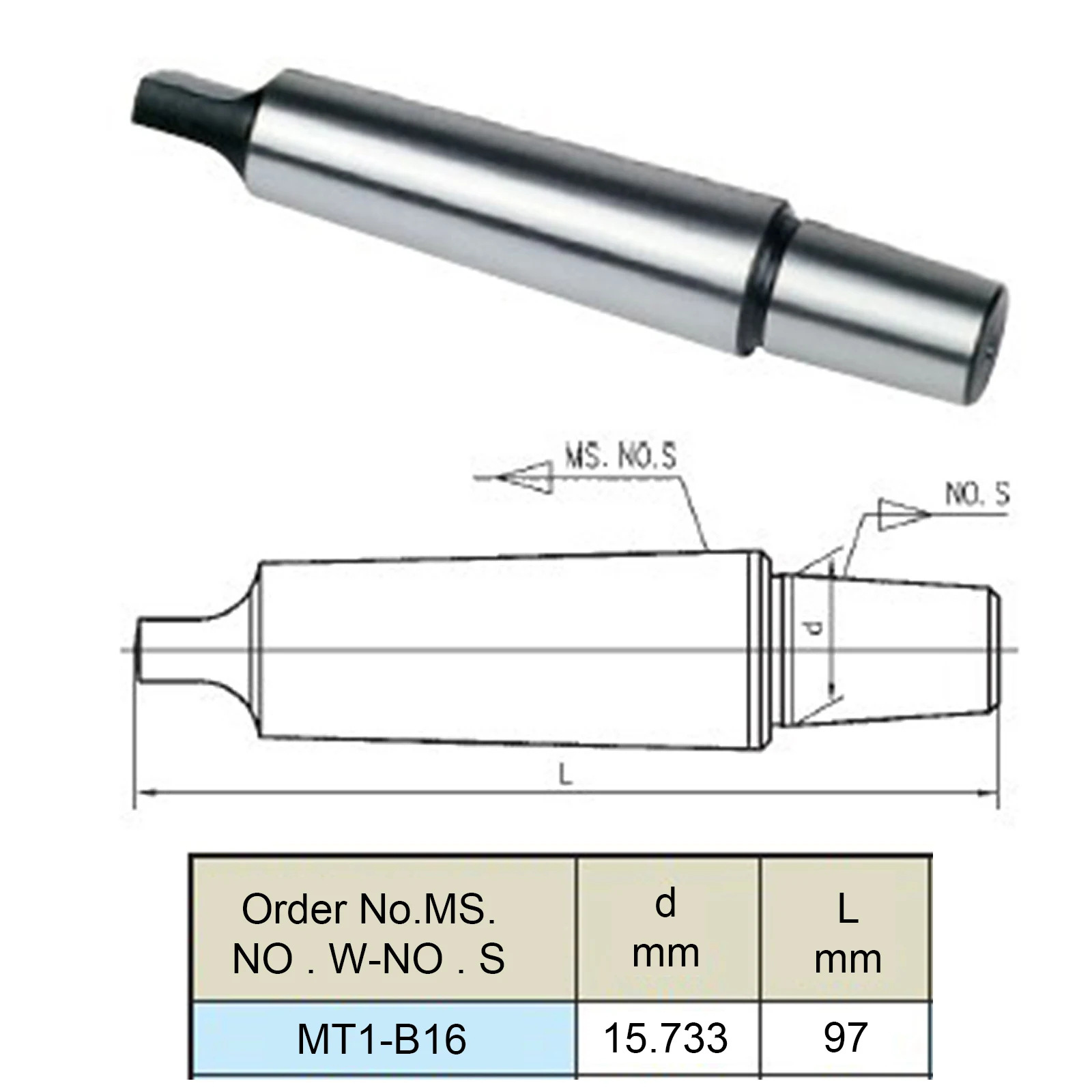 Sliver Drawbar Adapter Drill Chucks MT1-B16 Durable High Precision Lathe CNC Tools Durability Morse Taper Tool Holder